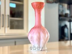 Antique Mount Washington Victorian Pink Satin Cased Art Glass Bud Vase