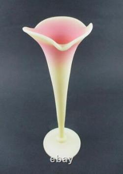 Antique Mt. Washington BURMESE art glass LILY Trumpet Vase 9.75 tall c. 1890's