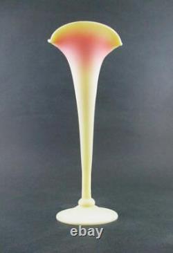 Antique Mt. Washington BURMESE art glass LILY Trumpet Vase 9.75 tall c. 1890's