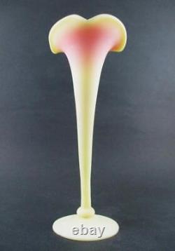 Antique Mt. Washington BURMESE art glass LILY Trumpet Vase 9.75 tall c. 1890's