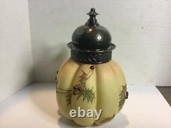 Antique Mt Washington Burmese Syrup Pitcher Ribbed Melon Raised Holly Beads