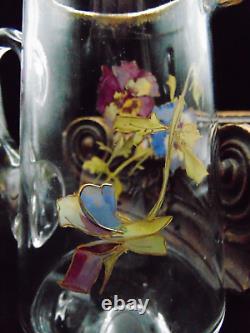 Antique Mt. Washington Hand Painted PANSY Flowers Art Glass Pitcher / Jug