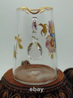 Antique Mt. Washington Hand Painted PANSY Flowers Art Glass Pitcher / Jug