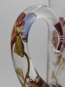 Antique Mt. Washington Hand Painted PANSY Flowers Art Glass Pitcher / Jug