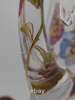 Antique Mt. Washington Hand Painted PANSY Flowers Art Glass Pitcher / Jug