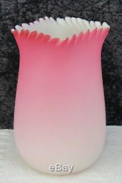 Antique Mt. Washington Peach Blow Satin Glass Fingered Edge Vase