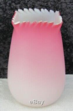 Antique Mt. Washington Peach Blow Satin Glass Fingered Edge Vase