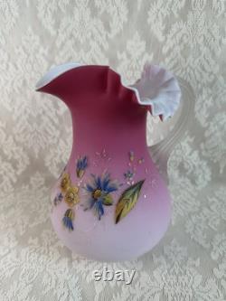 Antique Mt. Washington Peachblow Lemonade Pitcher, Hand-Painted Floral, 9¾ Antique Mt. Washington Peachblow Lemonade Pitcher, Hand-Painted Floral, 9¾