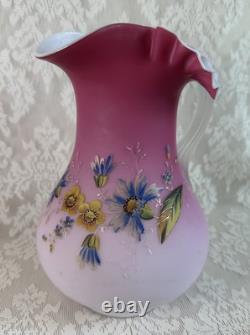 Antique Mt. Washington Peachblow Lemonade Pitcher, Hand-Painted Floral, 9¾ Antique Mt. Washington Peachblow Lemonade Pitcher, Hand-Painted Floral, 9¾