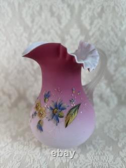 Antique Mt. Washington Peachblow Lemonade Pitcher, Hand-Painted Floral, 9¾ Antique Mt. Washington Peachblow Lemonade Pitcher, Hand-Painted Floral, 9¾