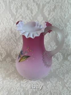 Antique Mt. Washington Peachblow Lemonade Pitcher, Hand-Painted Floral, 9¾ Antique Mt. Washington Peachblow Lemonade Pitcher, Hand-Painted Floral, 9¾