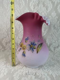 Antique Mt. Washington Peachblow Lemonade Pitcher, Hand-Painted Floral, 9¾ Antique Mt. Washington Peachblow Lemonade Pitcher, Hand-Painted Floral, 9¾