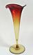 Antique New England 9 Mt Washington Amberina Glass Trumpet Lily Vase Optic Rib