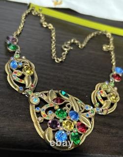 Antique Necklace Czech Glass Art Nouveau Victorian Flowers Jewelry Stunning 17 Antique Necklace Czech Glass Art Nouveau Victorian Flowers Jewelry Stunning 17