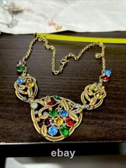 Antique Necklace Czech Glass Art Nouveau Victorian Flowers Jewelry Stunning 17 Antique Necklace Czech Glass Art Nouveau Victorian Flowers Jewelry Stunning 17