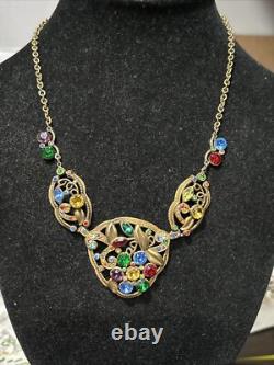 Antique Necklace Czech Glass Art Nouveau Victorian Flowers Jewelry Stunning 17 Antique Necklace Czech Glass Art Nouveau Victorian Flowers Jewelry Stunning 17
