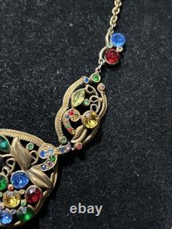 Antique Necklace Czech Glass Art Nouveau Victorian Flowers Jewelry Stunning 17 Antique Necklace Czech Glass Art Nouveau Victorian Flowers Jewelry Stunning 17