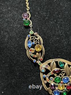 Antique Necklace Czech Glass Art Nouveau Victorian Flowers Jewelry Stunning 17 Antique Necklace Czech Glass Art Nouveau Victorian Flowers Jewelry Stunning 17