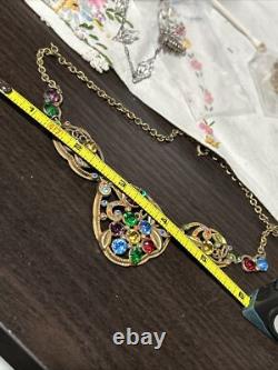 Antique Necklace Czech Glass Art Nouveau Victorian Flowers Jewelry Stunning 17 Antique Necklace Czech Glass Art Nouveau Victorian Flowers Jewelry Stunning 17