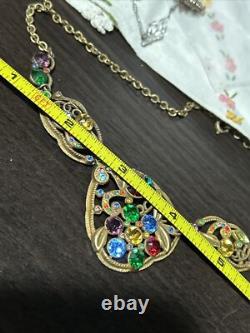 Antique Necklace Czech Glass Art Nouveau Victorian Flowers Jewelry Stunning 17 Antique Necklace Czech Glass Art Nouveau Victorian Flowers Jewelry Stunning 17