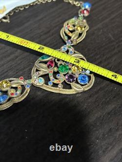 Antique Necklace Czech Glass Art Nouveau Victorian Flowers Jewelry Stunning 17 Antique Necklace Czech Glass Art Nouveau Victorian Flowers Jewelry Stunning 17