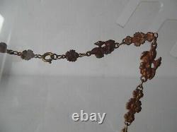 Antique Necklace floral amber topaz glass stones Gold fill victorian art nouveau