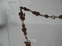 Antique Necklace floral amber topaz glass stones Gold fill victorian art nouveau