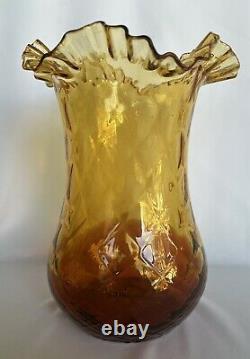 Antique New England Glass Works (NEGW) Celery Vase in Reverse Amberina