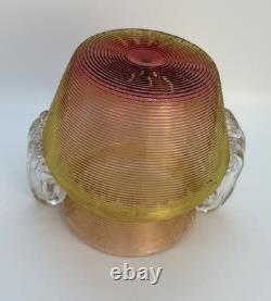Antique Nicholas Lutz Art Glass Threaded 5 Vase with Applied Handles Victorian