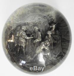 Antique PINCHBECK Art Glass FRENCH PAPERWEIGHT 3D Religious JOSEPH Silver Gold