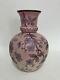 Antique Poschinger Krystallie Hand Painted Enamelled Pink Satin Glass Vase