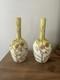 Antique Pair Of Thomas Webb Yellow & Gilded Glass Vases. Spider Web Makers Mark