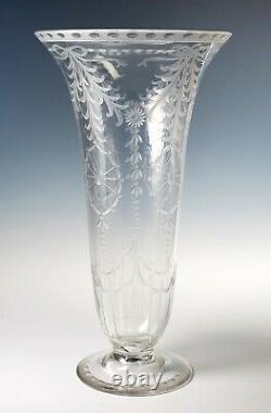 Antique Pairpoint Waterford Cut Large 13 Tall Glass Vase