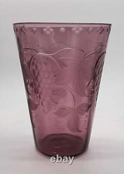 Antique Pairpoint amethyst engraved grapevine blown glass vase