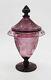 Antique Pairpoint Amethyst Engraved Grapevine Glass Covered Urn Rockwell Gallery