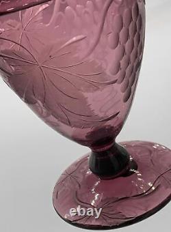 Antique Pairpoint amethyst engraved grapevine glass covered urn Rockwell Gallery