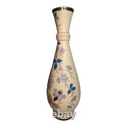Antique Poschinger Krystallie Bohemian Art Glass Vase Cream Satin Blown 17.25