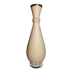 Antique Poschinger Krystallie Bohemian Cream Satin Blown 17.25 Art Glass Vase