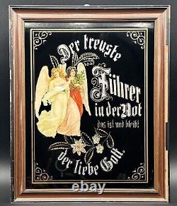 Antique Reverse Painted Glass & Foil Art German Christmas Angels