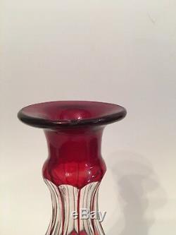 Antique Ruby Flash Decanter Tray 2 Glasses Grape Vine Pattern Bohemian/ Czech