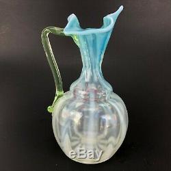 Antique STEVENS WILLIAMS Ewer VASE Vaseline OPALESCENT Art Glass Victorian VTG
