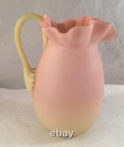 Antique Satin Burmese Victorian Art Glass Cream Pitcher Creamer Mt. Washington