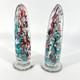 Antique Set 2 Victorian Art Glass Obelisk Pillar Devil's Fire Tower Paperweight