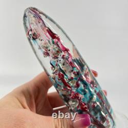 Antique Set 2 Victorian Art Glass Obelisk Pillar Devil's Fire Tower Paperweight