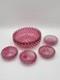 Antique Set Of 5 Bowls Hobbs Brockunier Victorian Cranberry Opalescent Hobnail
