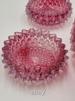 Antique Set Of 5 Bowls Hobbs Brockunier Victorian Cranberry Opalescent Hobnail Antique Set Of 5 Bowls Hobbs Brockunier Victorian Cranberry Opalescent Hobnail