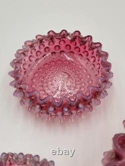 Antique Set Of 5 Bowls Hobbs Brockunier Victorian Cranberry Opalescent Hobnail Antique Set Of 5 Bowls Hobbs Brockunier Victorian Cranberry Opalescent Hobnail
