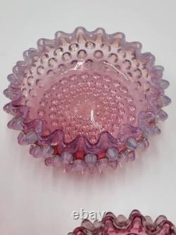 Antique Set Of 5 Bowls Hobbs Brockunier Victorian Cranberry Opalescent Hobnail Antique Set Of 5 Bowls Hobbs Brockunier Victorian Cranberry Opalescent Hobnail