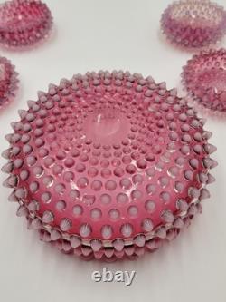 Antique Set Of 5 Bowls Hobbs Brockunier Victorian Cranberry Opalescent Hobnail Antique Set Of 5 Bowls Hobbs Brockunier Victorian Cranberry Opalescent Hobnail