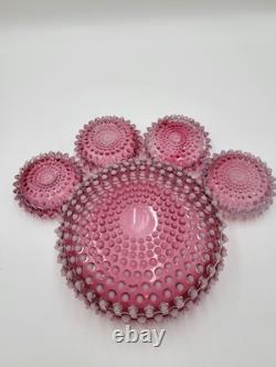 Antique Set Of 5 Bowls Hobbs Brockunier Victorian Cranberry Opalescent Hobnail Antique Set Of 5 Bowls Hobbs Brockunier Victorian Cranberry Opalescent Hobnail